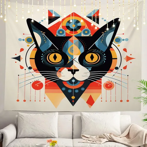 Miniatura 35 de Shrahala Tapiz de pared negro grunge, monocromático para colgar en la pared, tapiz grande decorativo de fibra de poliéster, dobladillo blanco Ethnic