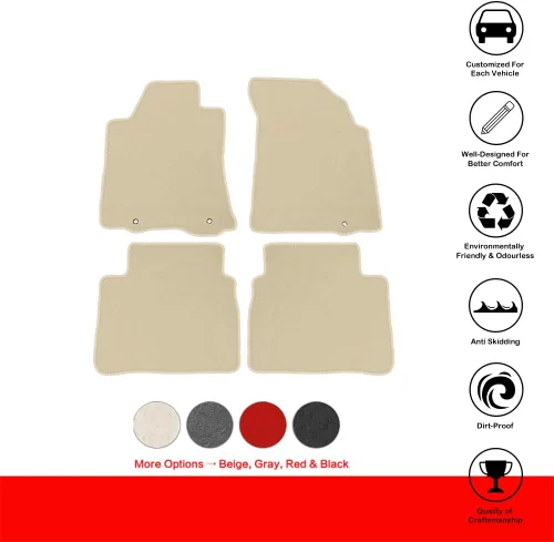 Miniatura 2 de IKON MOTORSPORTS, Alfombrillas Compatibles con Nissan Altima Sedan 4 Puertas 2013-2018, Revestimiento de Piso de Nylon Beige de Fábrica para Frente