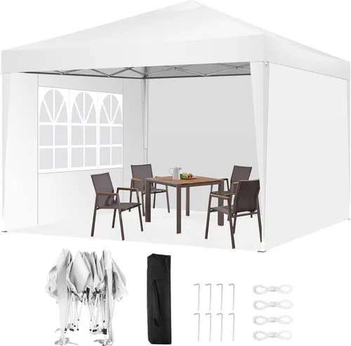COBIZI Tienda de campaña desplegable de 10 x 10 pies con 3 paredes laterales, tiendas de campaña para fiestas, bodas, patio trasero, impermeable, al