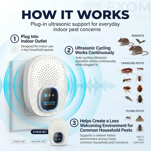 Miniatura 3 de T-25, repelente ultrasónico de control de plagas, electrónico y ultrasonido, repelente enchufable para interiores, deshazte de roedores, ratones
