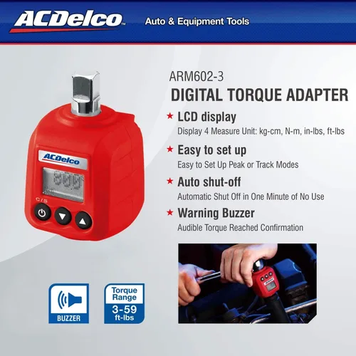 Miniatura 3 de ACDelco - Adaptadores de par digital de servicio pesado de 3/8 pulgadas y 1/2 pulgadas con zumbador y notificación de destello LED - Normas ISO 6789