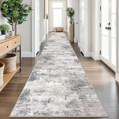 Miniatura 61 de IOHOUZE Alfombra pequeña abstracta de 2 x 3 pies, alfombra de entrada lavable para entrada interior, alfombras con respaldo de goma, alfombra gris