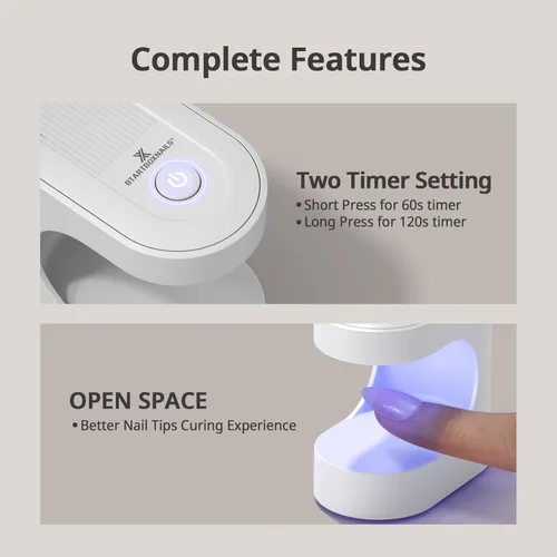 Miniatura 4 de BTArtboxnails Práctica mini lámpara de uñas – Lámpara de uñas LED UV de secado rápido para uñas de gel, luz de uñas de 6 W con 2 temporizadores