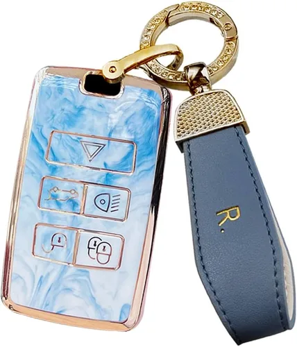 SANRILY Funda para llavero de TPU con patrón de jade para Land Range Rover Discovery Rover Sport 2018 2019 y Jaguar XF 2021, accesorios para llaves