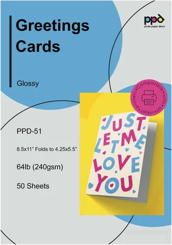 Miniatura 8 de PPD Papel de tarjeta de felicitación, tarjetas de felicitación imprimibles para impresora de inyección de tinta, 8.5 x 11 pulgadas, plegado medio a