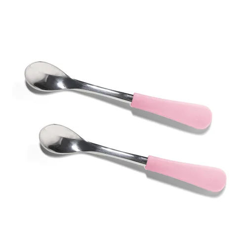 Miniatura 10 de Avanchy Infant Baby Spoons Stainless Steel and Silicone Set, Self Feeding Food Utensils, 4 Months Baby Led Weaning, 2 Pack, Black
