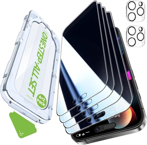 Miniatura 19 de iGluz Paquete de 4+2 protectores de pantalla de privacidad para iPhone 13 Pro Max con protector de lente de cámara de 6.7 pulgadas, 9H + vidrio