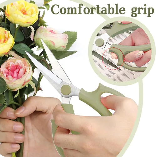 Miniatura 3 de 3 piezas de tijeras de jardín para flores, tijeras florales de podar, tijeras de flores de acero inoxidable con mangos de agarre cómodos, cortadoras