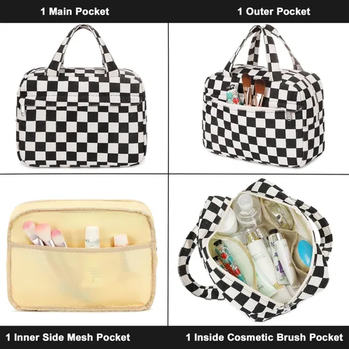 Miniatura 4 de Bolsa de maquillaje para mujer, bolsa de cosméticos grande, organizador de maquillaje, bolsas de aseo de viaje, bolsa impermeable con cremallera
