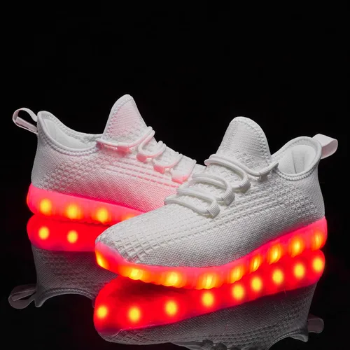 Miniatura 8 de Zapatos iluminados para mujeres y hombres, con carga USB, LED, para adultos, malla de Halloween, brillante, luminoso, entrenadores, bailando