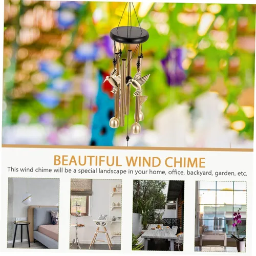 Miniatura 9 de Abaodam Campana de viento de colibrí para decoración al aire libre, tubos de aluminio, campana colgante de jardín para patio, campanillas de viento
