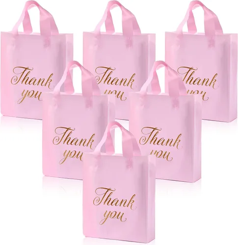 Miniatura 9 de Outus 120 bolsas negras de regalo de agradecimiento con asas de 9 x 12 pulgadas, bolsa de plástico para pequeñas empresas, madres, profesores, Negro