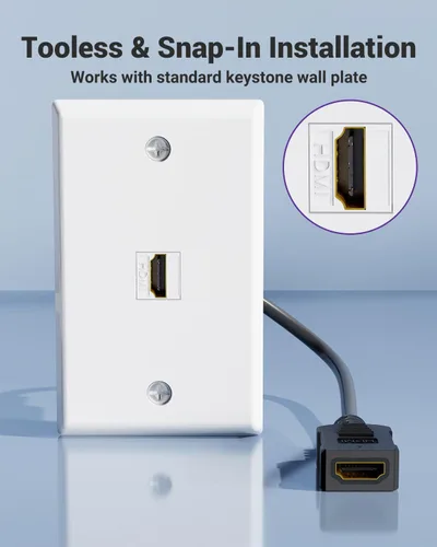 Miniatura 2 de VCE Paquete de 5 conectores HDMI Keystone, hembra a hembra, cable HDMI Pigtail 4K HDMI2.0 acoplador Keystone para placa de pared Keystone, TV