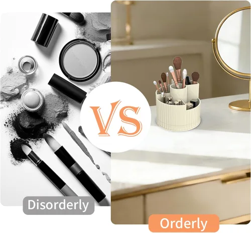 Miniatura 3 de Organizador giratorio de 360° para brochas de maquillaje, 5 ranuras para cosméticos, esmalte de uñas, suministro de arte, cuidado de la piel