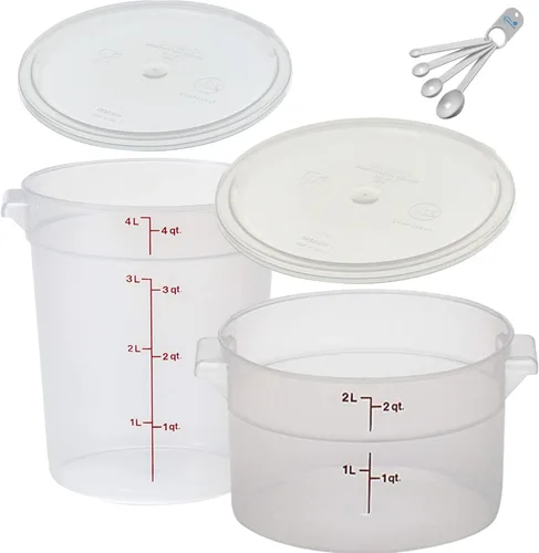 Miniatura 8 de Lumintrail Cambro Recipiente Redondo de Almacenamiento de Alimentos de 2 Cuartos, Paquete de 2 Translúcido, con Tapa Translúcida, Incluye Juego