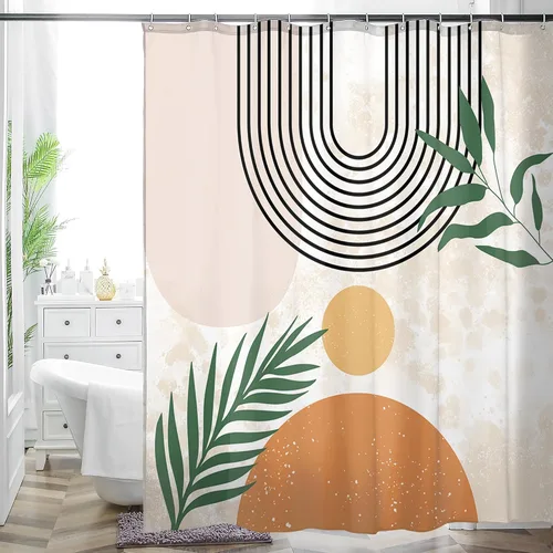 Miniatura 12 de HMS Happy Memories Cortina de Ducha con Estampado Floral Bohemio de Planta Boho, Tela de Poliéster para Decoración de Baño 72 x 72 Pulgadas