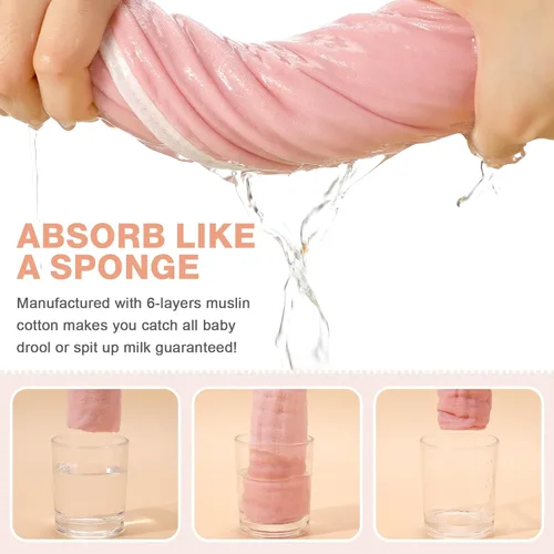 Miniatura 3 de MUKIN Juego de 6 Paños de Eructo de Muselina para Bebé, Paños de Eructo de Algodón Grueso Ultra Suaves y Absorbentes para Bebés Recién Nacidos