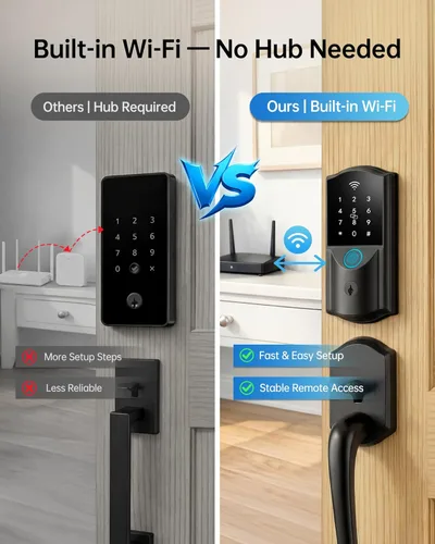 Miniatura 2 de Cerradura Inteligente WiFi para Puerta Principal – Cerrojo Electrónico de Entrada sin Llave Firstriver con Huella Dactilar Biométrica y Teclado