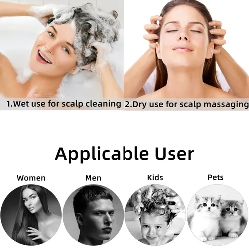 Miniatura 6 de BTYMS Cepillo de champú y exfoliante para el cuero cabelludo con dispensador, cepillo exfoliante y masajeador de silicona para eliminar la caspa