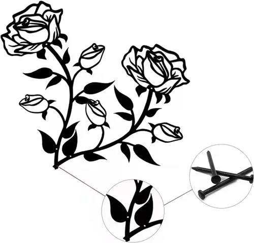 Miniatura 3 de ESTART Decoración de pared de rosas de metal negro para baño, 15 pulgadas de alto, bonito arte de pared floral de metal para el día de San Valentín