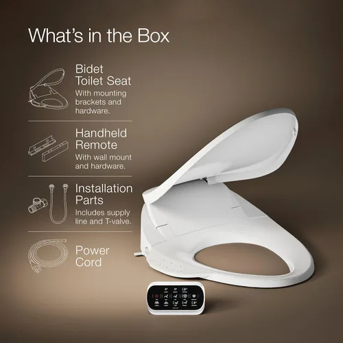 Miniatura 12 de Kohler PureWash E750 Asiento de Inodoro Bidé Alargado con Calefacción, Blanco con Control Remoto de Pantalla Táctil, Tapa de Cierre Silencioso