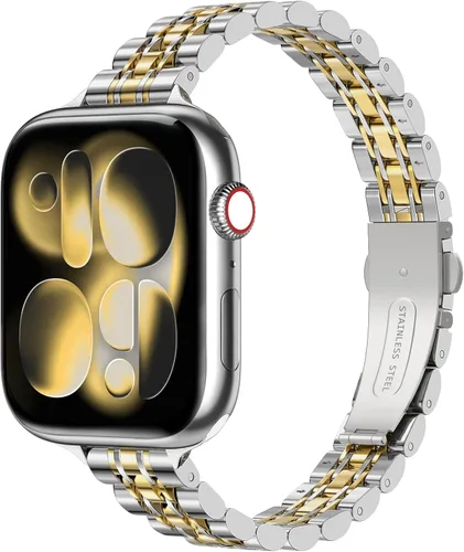 Miniatura 15 de MoKo Banda delgada compatible con Apple Watch Band Ultra3/2/1 49mm/Series 11/10/9/8/7/6/5/4/3/2/1/SE3/SE2/SE 46/45/44/42/41/40/38mm, correa de metal