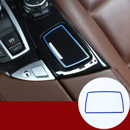 YIWANG Cubierta del panel del cenicero de aleación de aluminio para BMW Serie 5 F10 F11 2010-2017 Accesorios de conducción a la izquierda (azul)