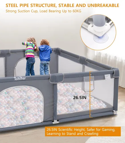 Miniatura 6 de Corralito de juegos para bebés con alfombra, patio de juegos grande para niños pequeños, sin BPA, no tóxico, corralitos seguros sin espacios