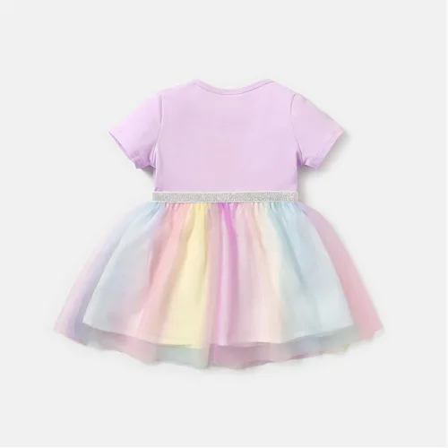 Miniatura 2 de PATPAT Infant Baby Girl Dresses Short Sleeve Tutu Dress Tulle Dress Flower Girl Party Birthday Princess Dresses