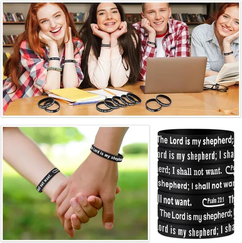 Miniatura 6 de Jesus Loves Me Pulseras a granel 10 estilos Rainbow Religiosos Pulseras de silicona Pulsera de silicona Cruz Cristiana Regalo para la Escuela Bíblica
