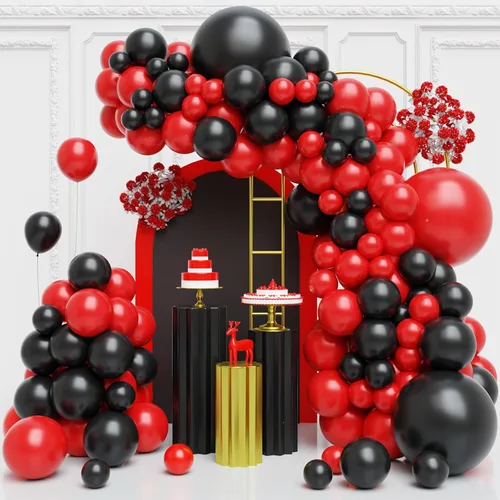 Miniatura 31 de Kit de arco de globos negros y plateados, 130 guirnaldas de globos negros metálicos, globos de látex plateados metálicos de diferentes tamaños