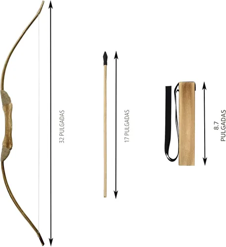 Miniatura 2 de Kids Bow and Arrow Set, 32 Inch Archery Set Handmade Wooden Toy Bow and Arrow for Kids 4-6 8-12, Cosplay Game Costume Prop Play, 1 Bows 1 Quivers