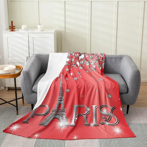 Miniatura 8 de Erosebridal Manta romántica de la Torre Eiffel de 40 x 50 pulgadas, manta romántica de vellón de la torre de París para adolescentes y adultos