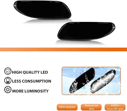 Miniatura 2 de ADIIL Kit de luz de marcador lateral de parachoques delantero blanco con lente ahumada, compatible con Mercedes-Benz W203 Clase C 2001-2007, Lente
