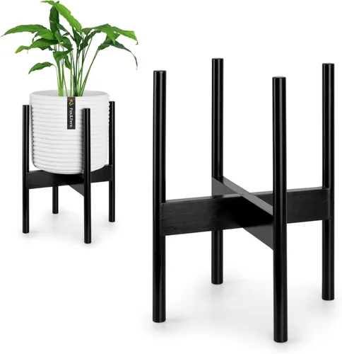 Miniatura 30 de Fox & Fern Soporte Grande Ajustable para Plantas de Interior — 11 a 15 Pulgadas, Soporte Premium de Bambú Estilo Moderno de Mediados del Siglo