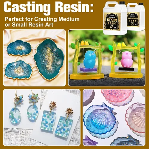 Miniatura 7 de Kit de Resina Epoxi Teexpert: Resina de Fundición de 76OZ Cristal Transparente Amarilla Resistente Autonivelante para Arte, Manualidades DIY