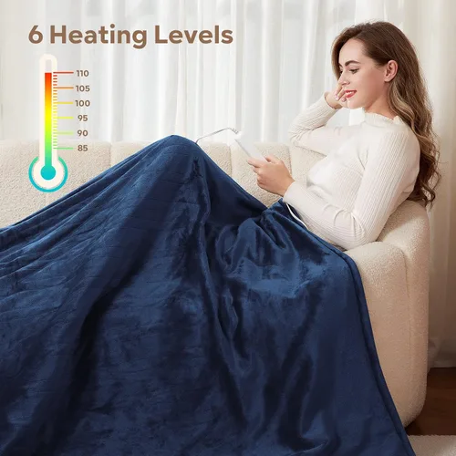 Miniatura 3 de Manta térmica eléctrica tamaño Queen de 84" x 90" 6 niveles de calefacción y temporizador automático de 8 horas Calentamiento rápido de cuerpo