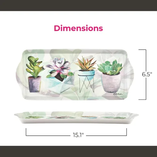 Miniatura 7 de Pimpernel Lilac Bloom Sandwich Tray – (15.1 x 6.5 pulgadas) Tablero rectangular de melamina con elegante diseño floral, accesorio de mesa decorativo