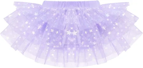 Miniatura 6 de IDOPIP Leotardo con falda tutú de estrellas con purpurina para niñas, manga con volantes, vestido de ballet para bailarina, traje de gimnasia