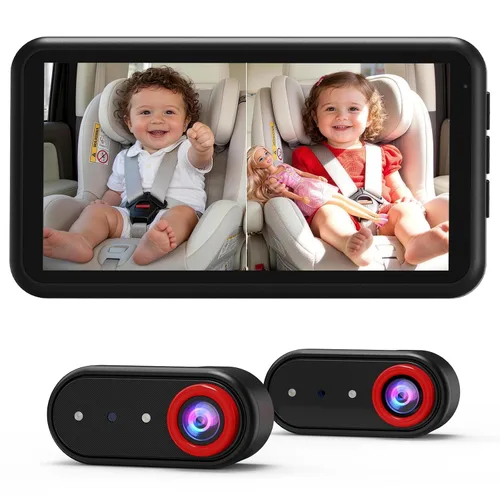 Miniatura 9 de LUCKVIEW BM2 PRO - Cámara doble para automóvil para bebé, pantalla HD 1080P de 5.2 pulgadas para asientos de automóvil orientados hacia atrás
