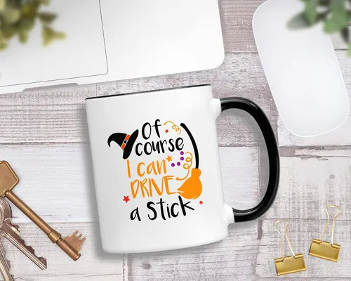 Miniatura 2 de Casitika Regalos de bruja. Taza de bruja con temática de Halloween. Por supuesto que puedo conducir un palo de 11 oz taza de juego de palabras