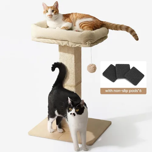 Miniatura 8 de FUKUMARU Poste rascador para gatos, estilo moderno, postes altos para rascar con percha para gatos y adultos, torre rascador grande para gatos