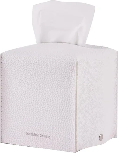 Miniatura 11 de Gashina Story Funda para caja de pañuelos que no se cae, soporte Kleenex de piel sintética de alta calidad, organizador decorativo cuadrado de 5 x 5