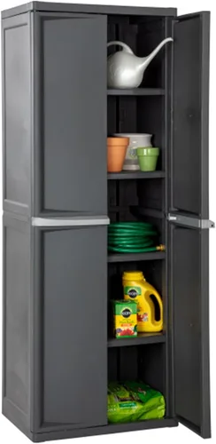 Miniatura 7 de Sterilite Gabinete de 4 estantes, almacenamiento útil con cerradura y estantes ajustables, gris - Unidad de estanterías de plástico para organizar