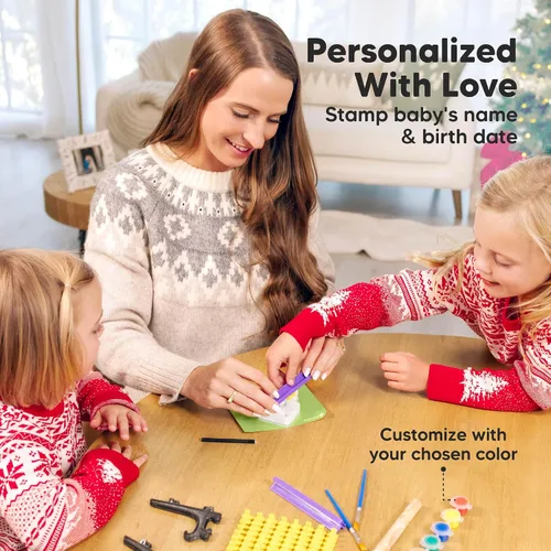 Miniatura 7 de Kit de huellas de manos y pies para bebé - Adorno personalizado de primer Navidad para bebé, recuerdo de huella de recién nacido, kit fácil