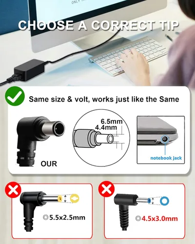 Miniatura 3 de Cargador para portátil de 90 W, 19,5 V, 4,7 A, compatible con Sony Vaio VGP PCG Series, cable de alimentación de 19,5 V con Bravia TV KDL Series