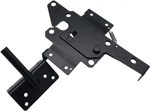 Miniatura 2 de Pestillo de puerta autobloqueante, montaje en poste resistente, palanca de gravedad automática, cerradura de puerta de valla de madera/PVC con Negro