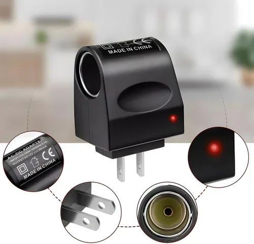 Miniatura 6 de Convertidor universal de adaptador de encendedor de cigarrillos de CA a CC para automóvil, DC 12V 500mA fuente de alimentación de vehículo enchufe