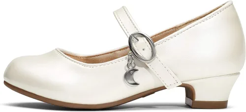 Miniatura 3 de DREAM PAIRS Zapatos de vestir Mary Jane de tacón bajo para niñas con flores de princesa para bodas y fiestas
