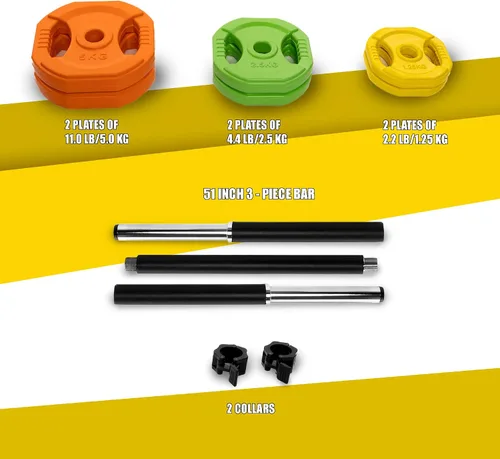 Miniatura 3 de AmStaff Fitness Juego de Bomba Cardio, Placas de Peso de Barra Ajustable para Entrenamiento en Casa y Gimnasio (disponible en placa y juego)